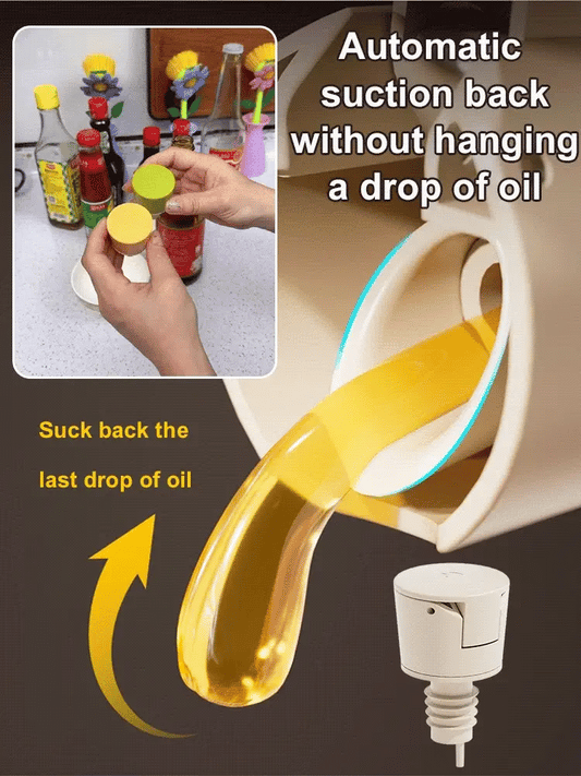 Automatic opening and closing of oil pouring bottle spout