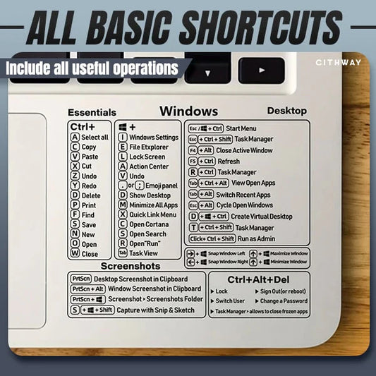 Universal Mac/Window OS Keyboard Shortcut Sticker