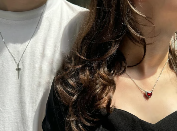 Heart and Sword Necklace For Couples