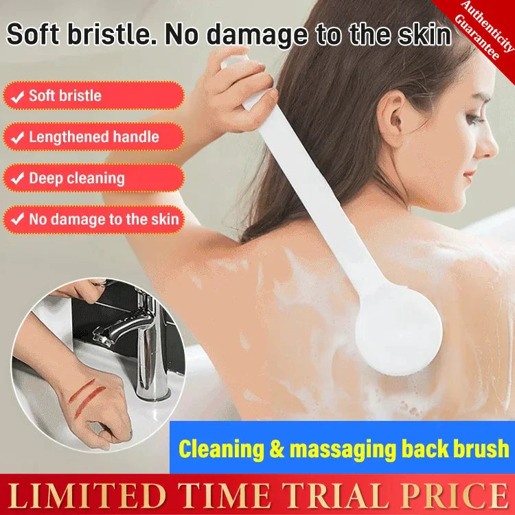 Long-handled soft bristle bath brush