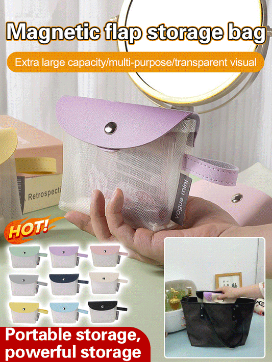 Magnetic buckle flip storage bag