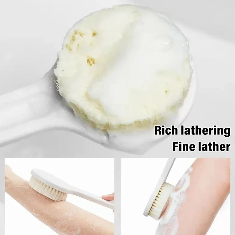 Long-handled soft bristle bath brush