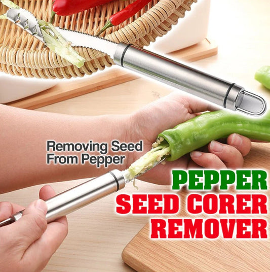 Pepper core remover - non-slip handle, one-touch cleaning